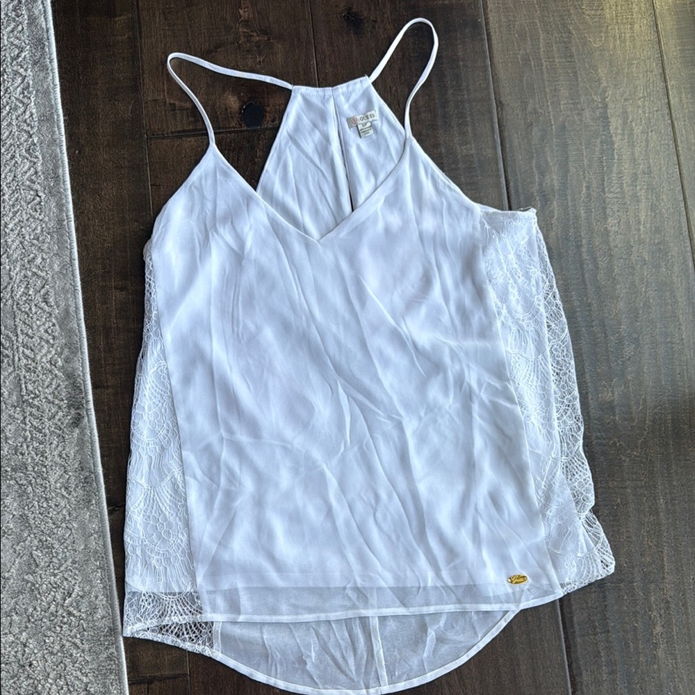 Guess White Asymmetrical Backless Camisole
